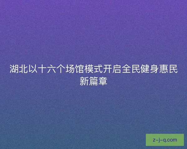 湖北以十六个场馆模式开启全民健身惠民新篇章