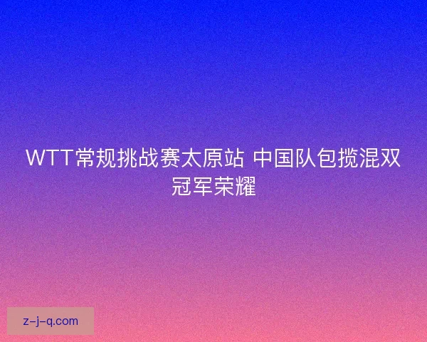 WTT常规挑战赛太原站 中国队包揽混双冠军荣耀