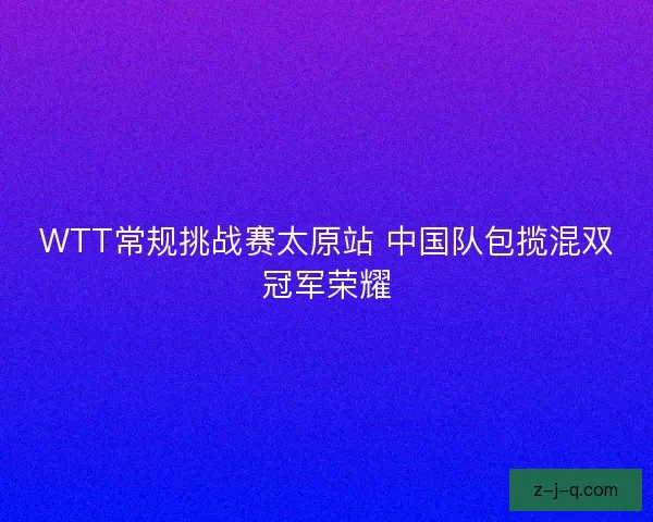 WTT常规挑战赛太原站 中国队包揽混双冠军荣耀