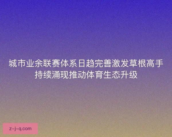 城市业余联赛体系日趋完善激发草根高手持续涌现推动体育生态升级